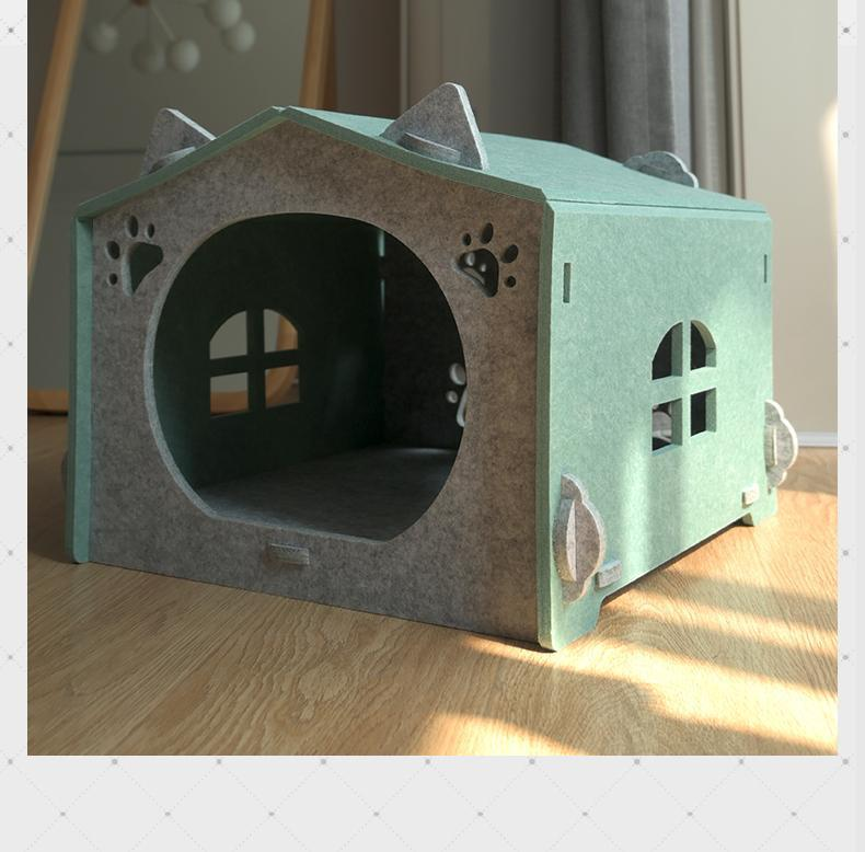 Large Enclosed Cat Bed Cave – Durable Polyester Felt, Foldable & Scratch Resistant for Multi-Cat Homes