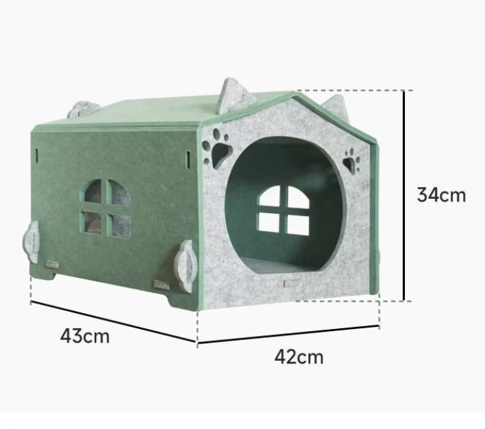 Large Enclosed Cat Bed Cave – Durable Polyester Felt, Foldable & Scratch Resistant for Multi-Cat Homes