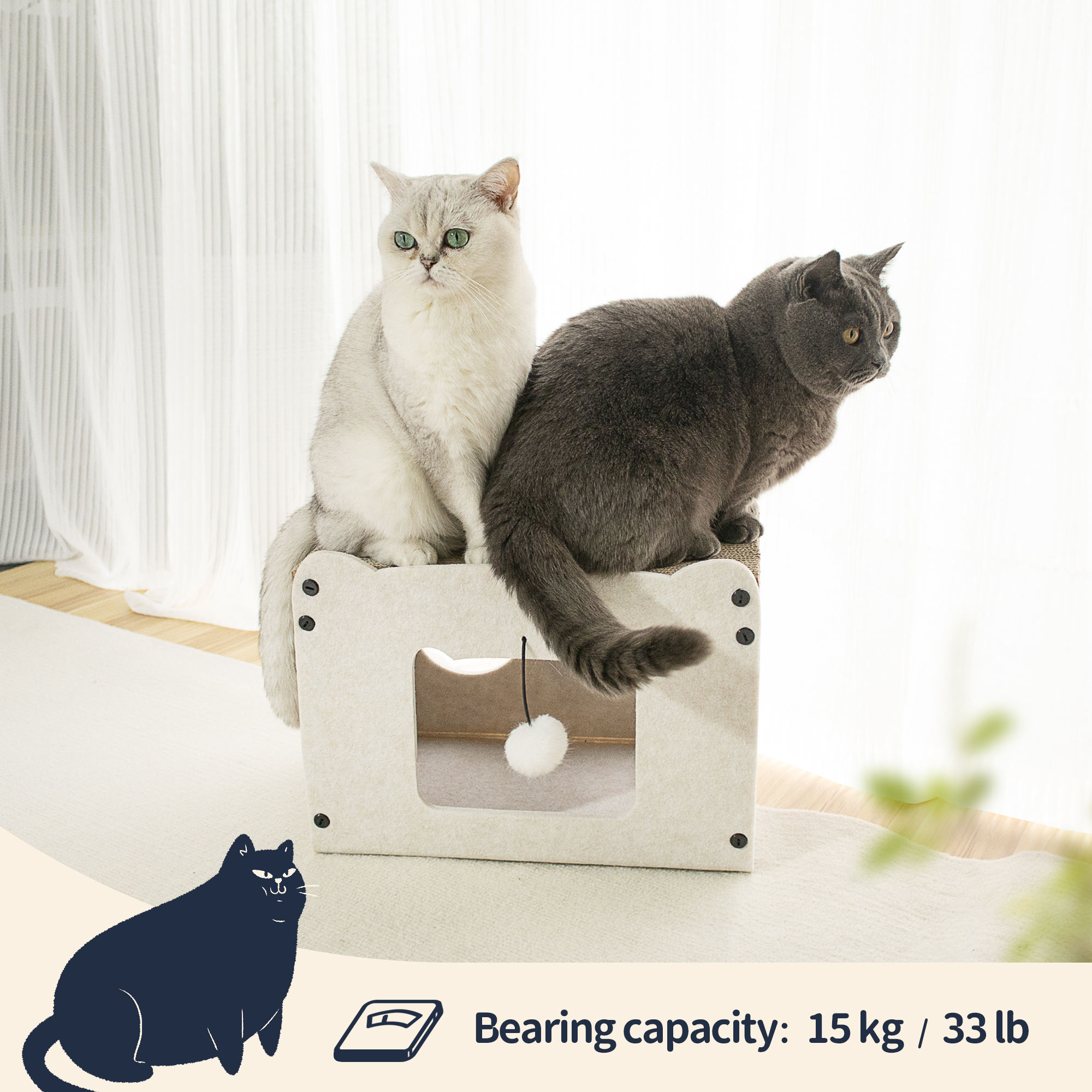 Acoustic Felt Cat Cave – Foldable Enclosed Bed, Sound-Absorbing Scratch Resistant Indoor Hideaway