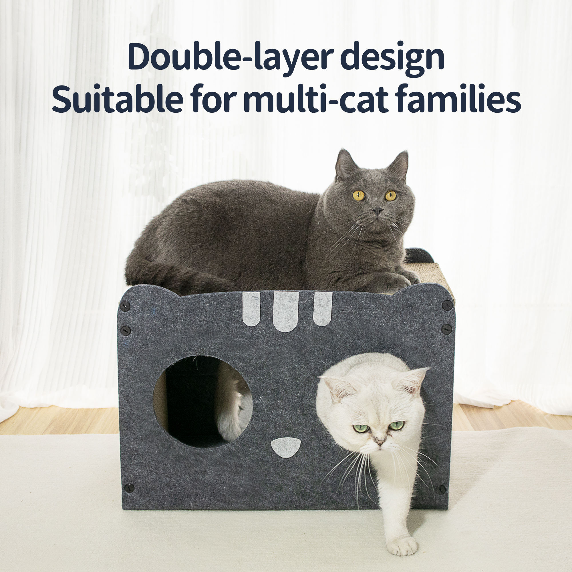 Acoustic Felt Cat Cave – Foldable Enclosed Bed, Sound-Absorbing Scratch Resistant Indoor Hideaway