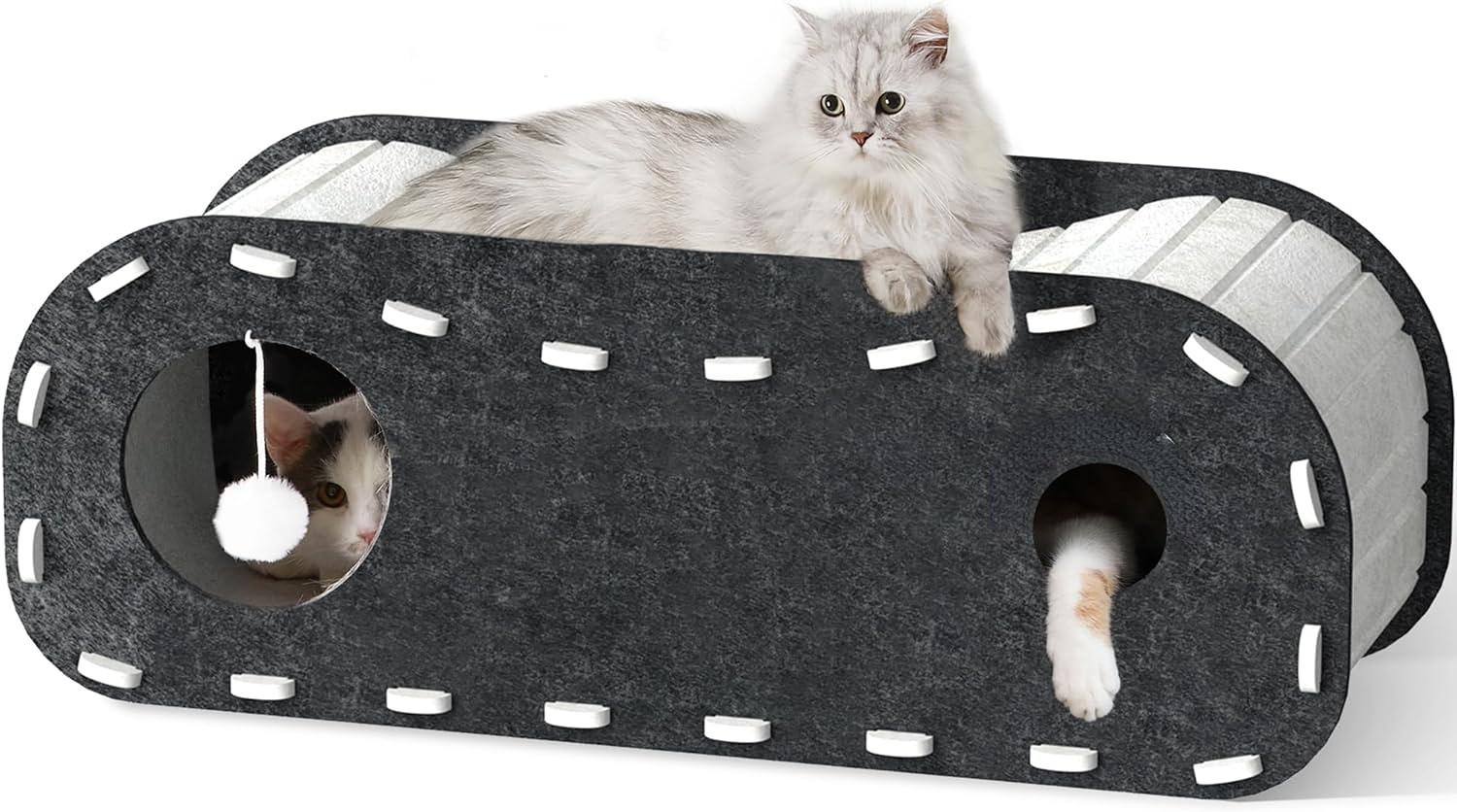Premium Felt Cat Tunnel Bed | Enclosed, Cozy Hideaway for Indoor Playing & Rest