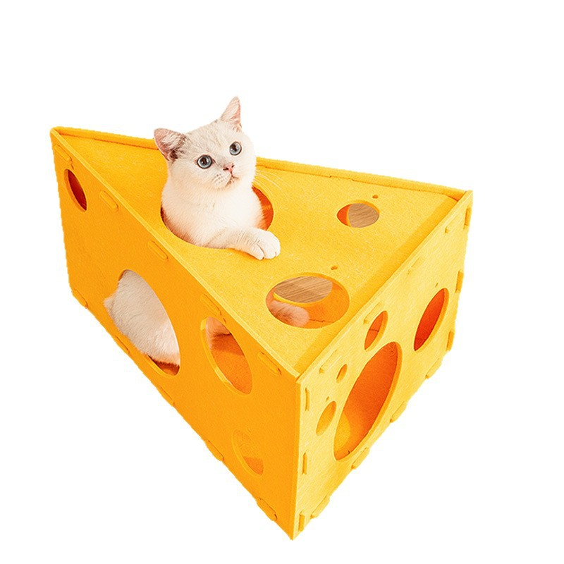 Cozy Felt Cat Bed Cave | Enclosed Foldable Tunnel for Indoor Kitten Play & Rest
