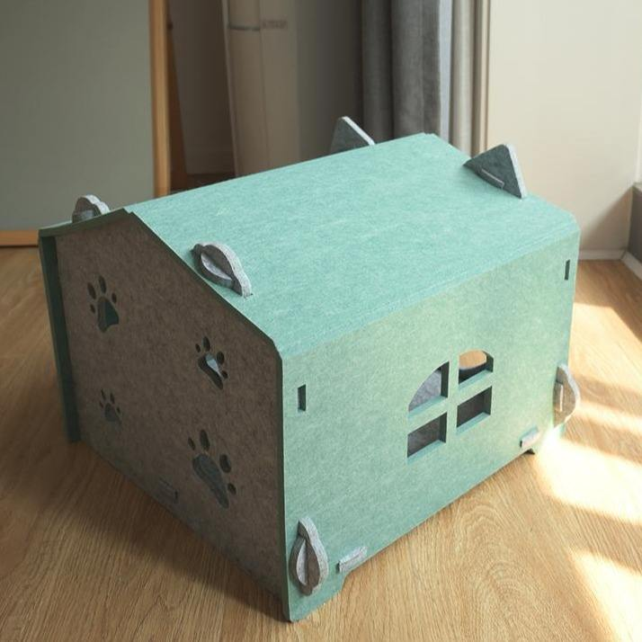 Large Enclosed Cat Bed Cave – Durable Polyester Felt, Foldable & Scratch Resistant for Multi-Cat Homes