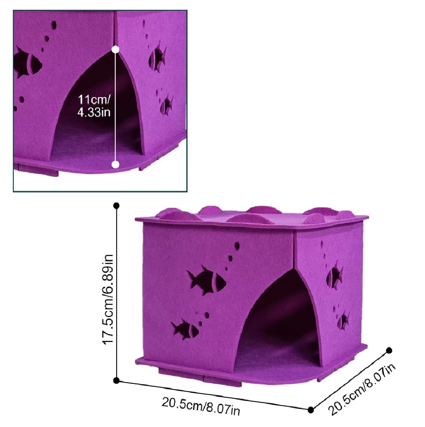 Modern Foldable Cat Hideaway – Cozy Enclosed Felt Cat Cave, Scratch Resistant Indoor Tunnel Bed