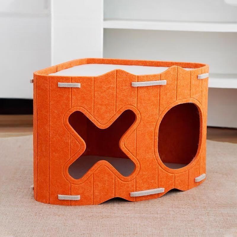 Kittens scratch resistant foldable multiple large cat pets hideaway tunnel indoor playing cozy felt material cat bed & cave