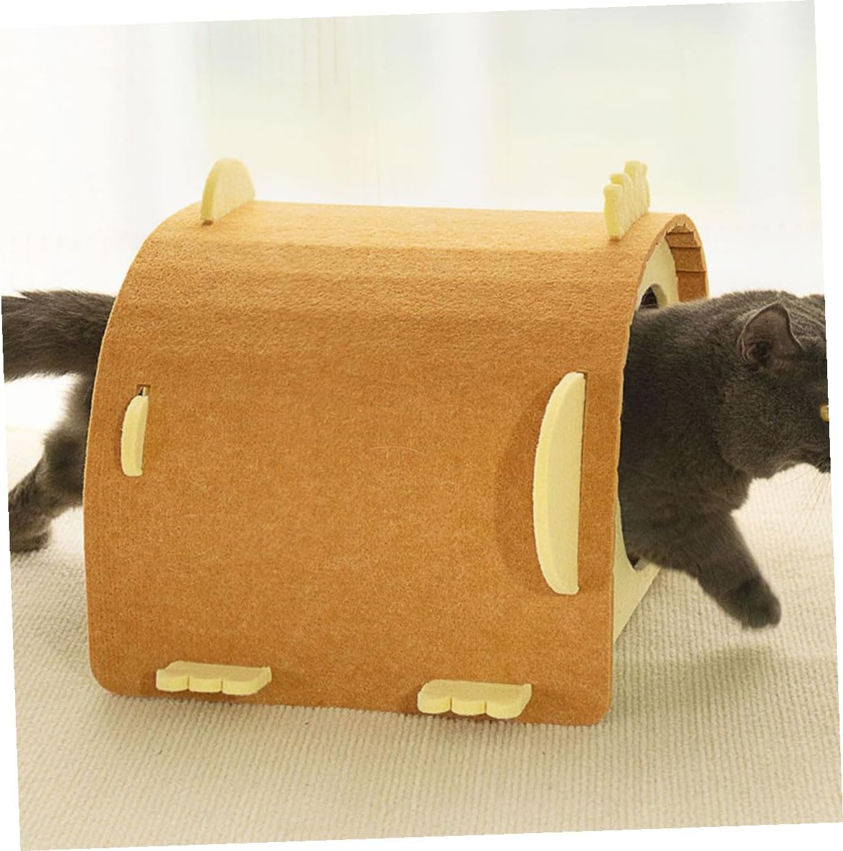 Premium Foldable Cat Tunnel | Enclosed Cozy Felt Cave Bed for Indoor Pet Comfort