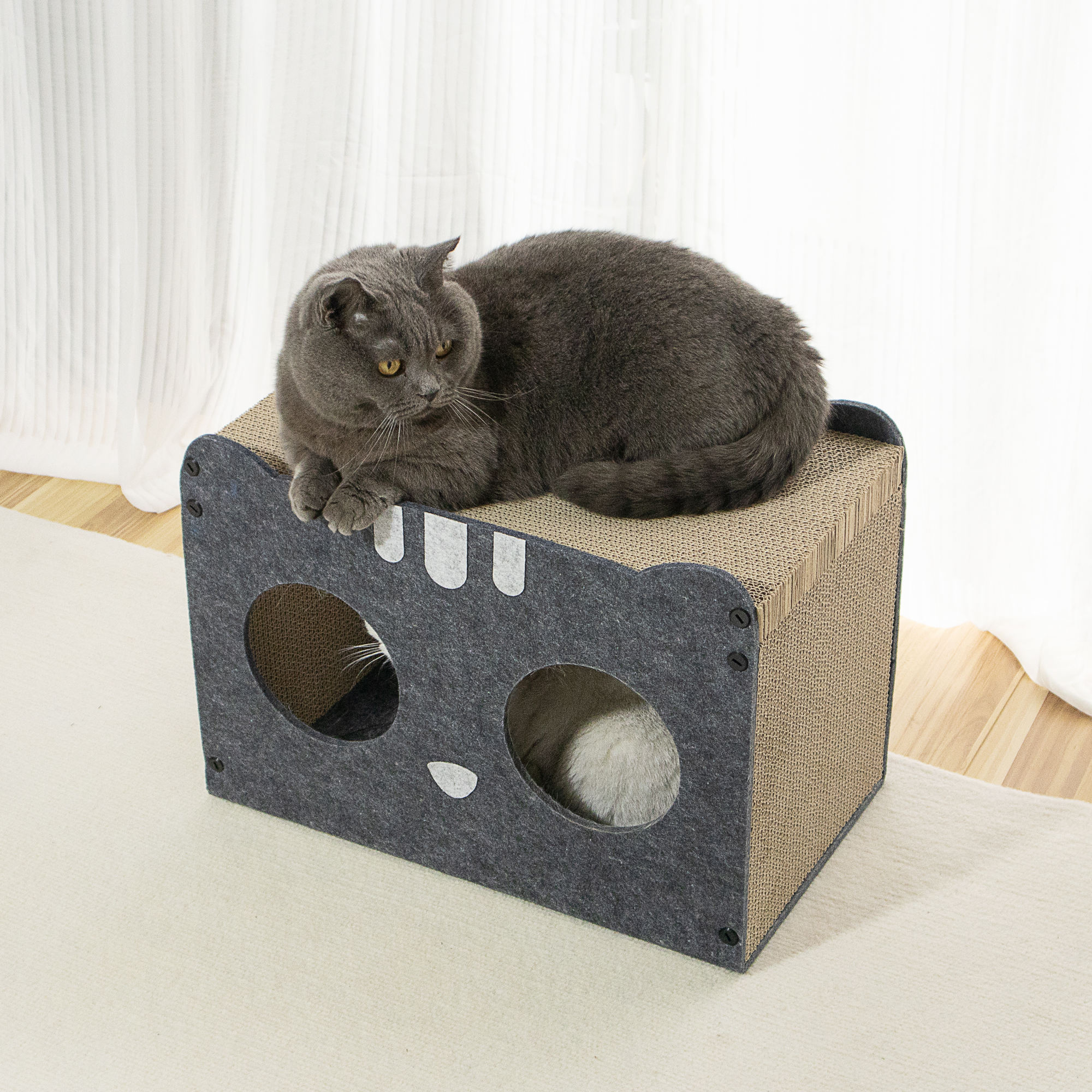 Acoustic Felt Cat Cave – Foldable Enclosed Bed, Sound-Absorbing Scratch Resistant Indoor Hideaway