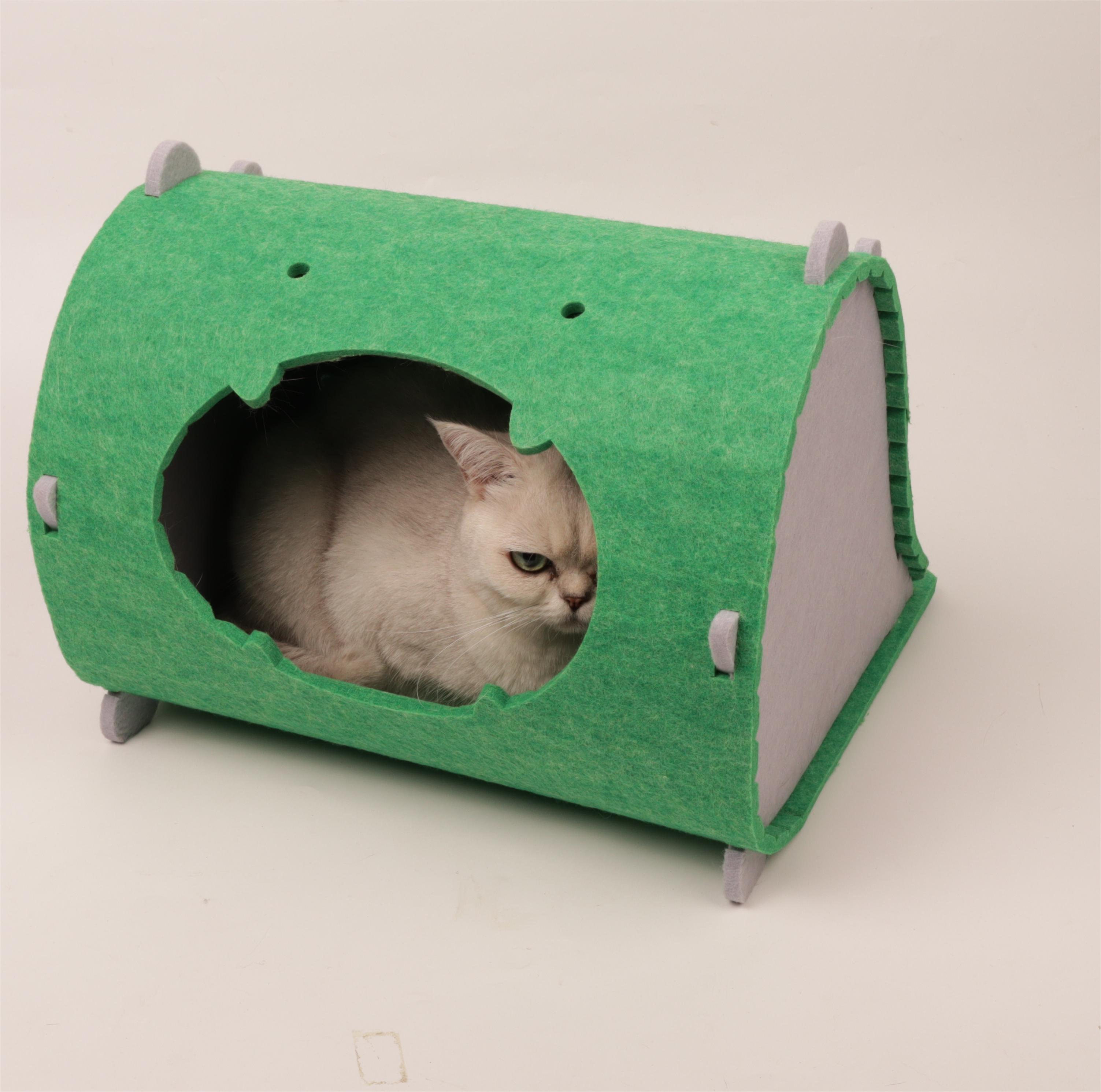 Foldable Cat Cave Bed – Premium Polyester Felt, Soundproof Enclosed Hideaway for Kittens & Adult Cats