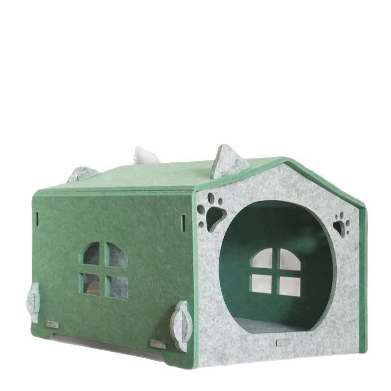 Large Enclosed Cat Bed Cave – Durable Polyester Felt, Foldable & Scratch Resistant for Multi-Cat Homes