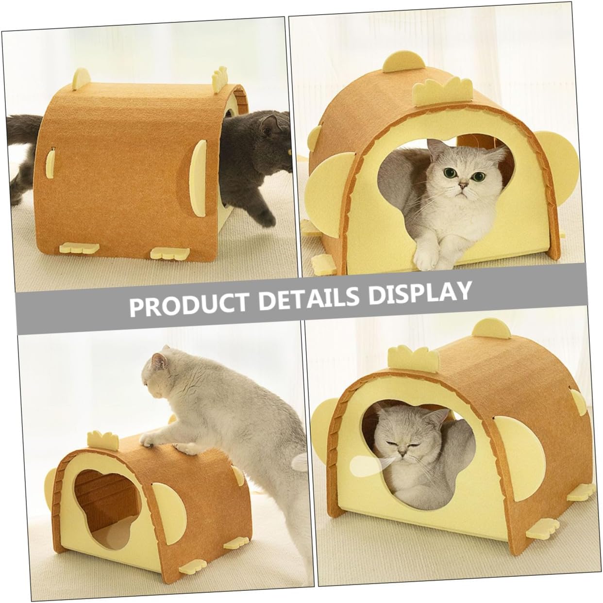 Premium Foldable Cat Tunnel | Enclosed Cozy Felt Cave Bed for Indoor Pet Comfort