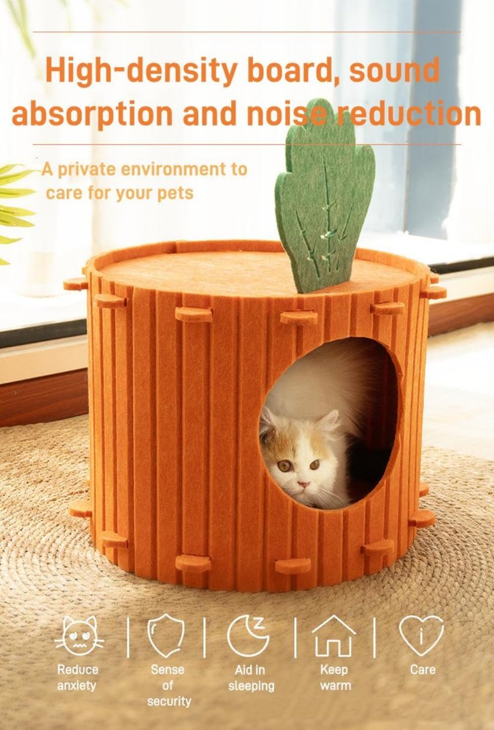 Polyester Acoustic Felt Cat Cave Bed Foldable & Scratch Resistant Hideaway