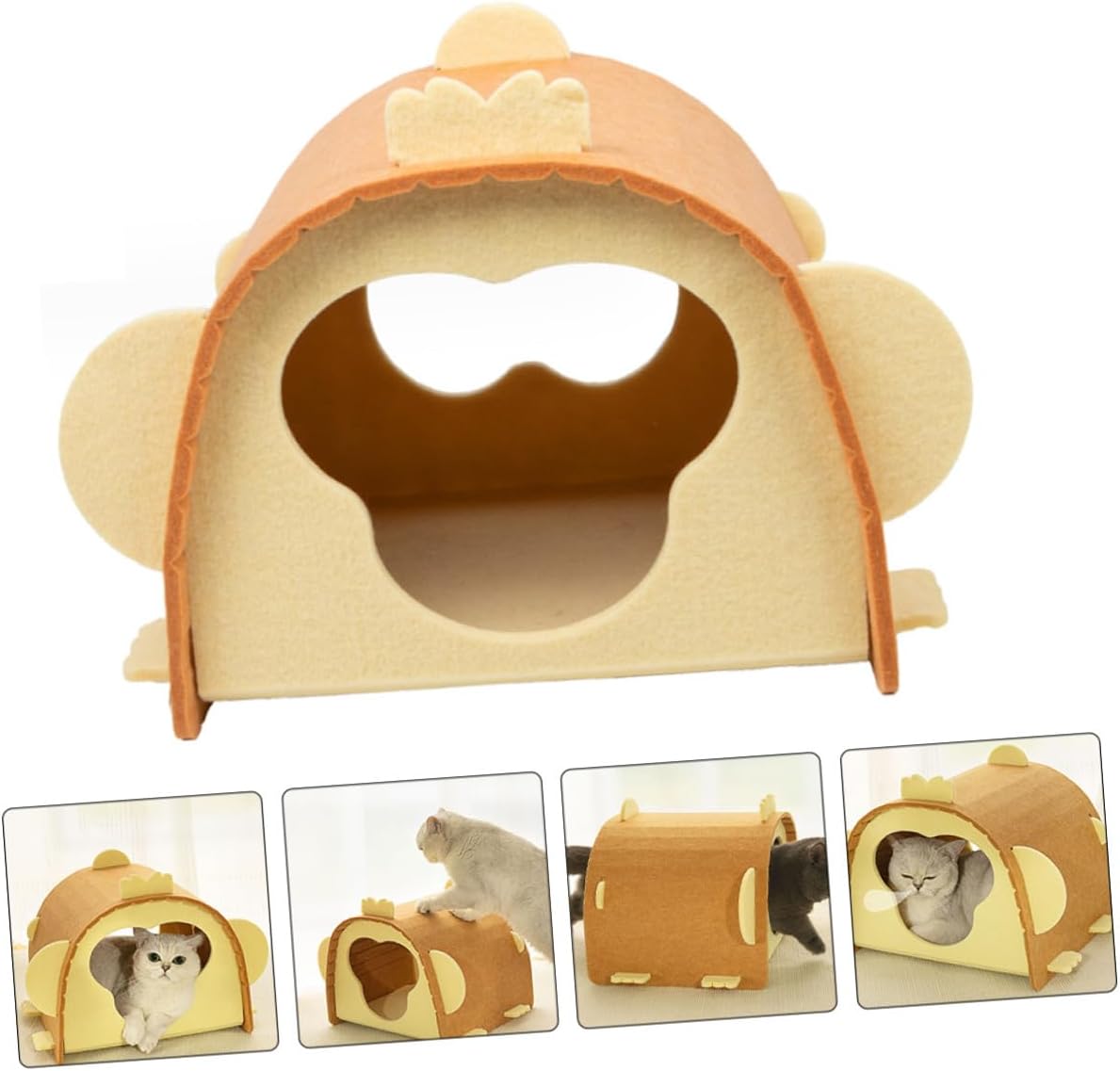 Premium Foldable Cat Tunnel | Enclosed Cozy Felt Cave Bed for Indoor Pet Comfort
