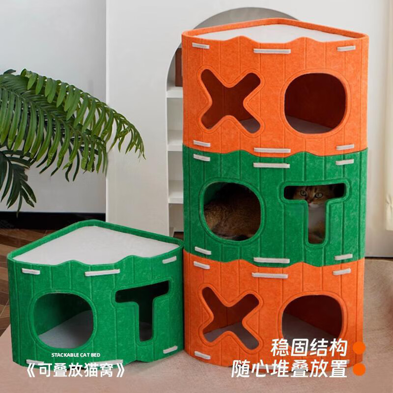 Kittens scratch resistant foldable multiple large cat pets hideaway tunnel indoor playing cozy felt material cat bed & cave