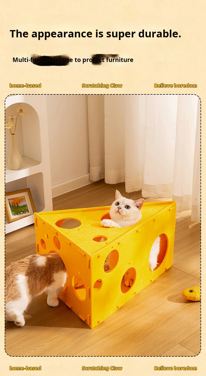 Cozy Felt Cat Bed Cave | Enclosed Foldable Tunnel for Indoor Kitten Play & Rest