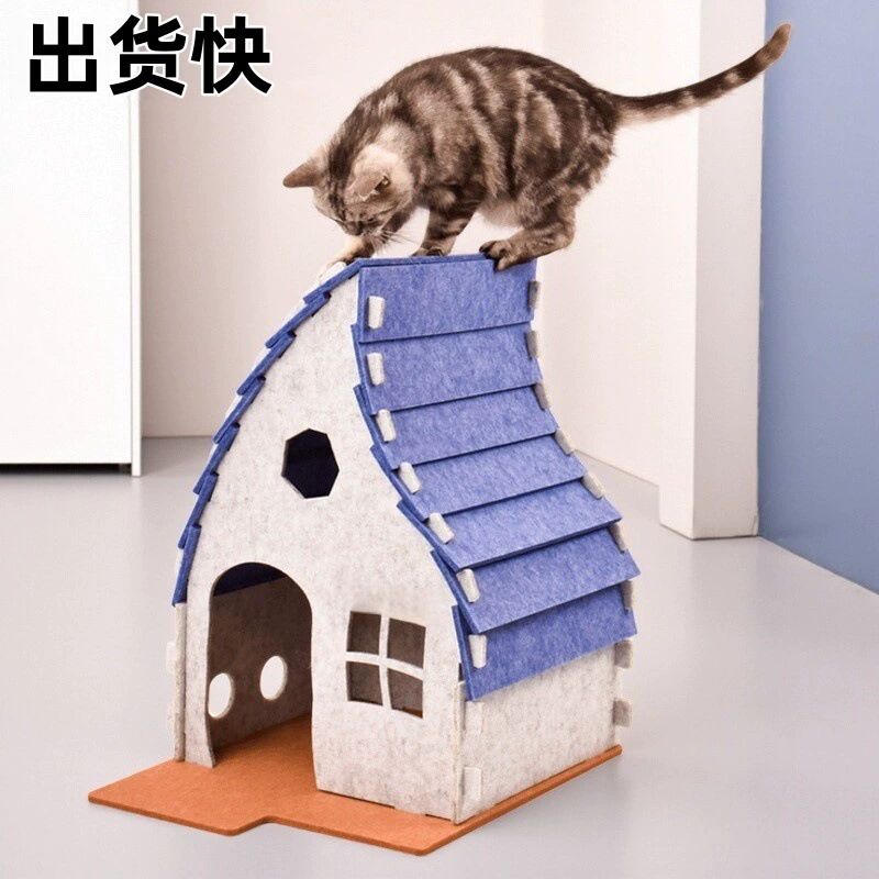 Durable Felt Cat Hideaway – Scratch Resistant Foldable Enclosed Cave & Cozy Indoor Play Tunnel Bed