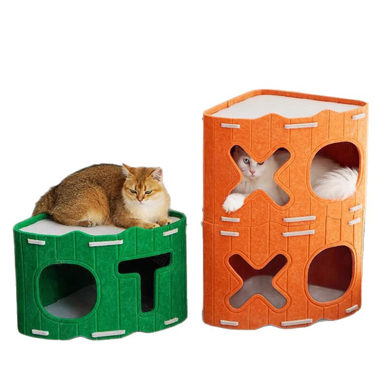 Kittens scratch resistant foldable multiple large cat pets hideaway tunnel indoor playing cozy felt material cat bed & cave