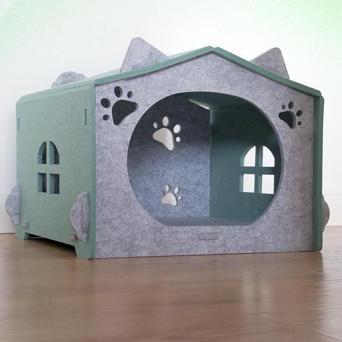 Large Enclosed Cat Bed Cave – Durable Polyester Felt, Foldable & Scratch Resistant for Multi-Cat Homes