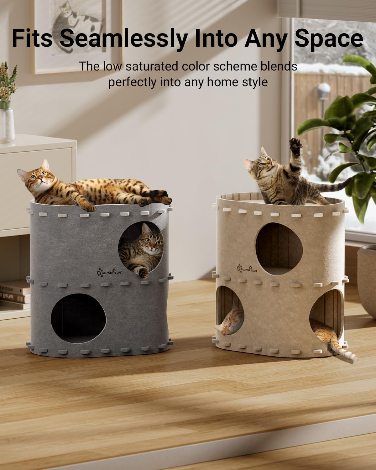 Cozy Polyester Felt Cat House | Enclosed Play Tunnel & Bed for Indoor Kittens