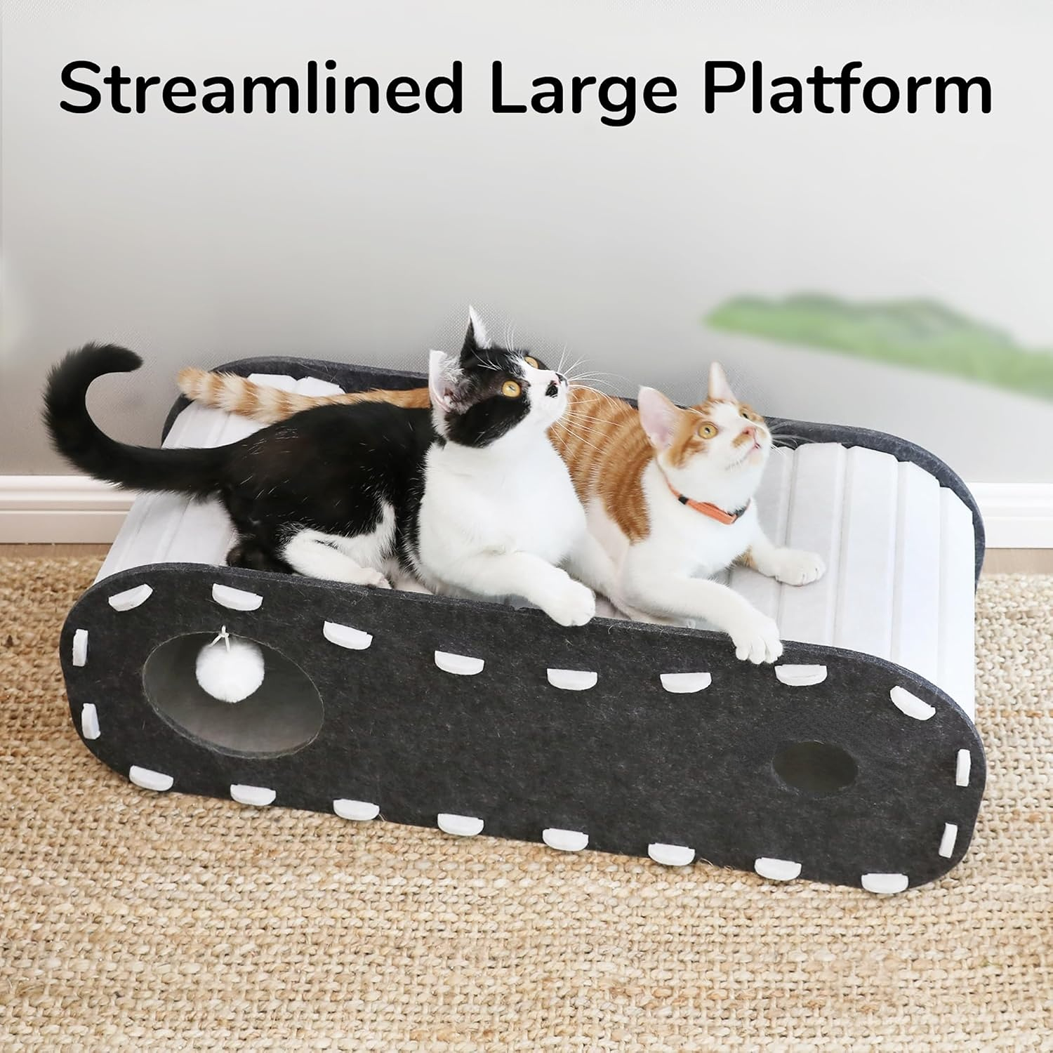 Premium Felt Cat Tunnel Bed | Enclosed, Cozy Hideaway for Indoor Playing & Rest