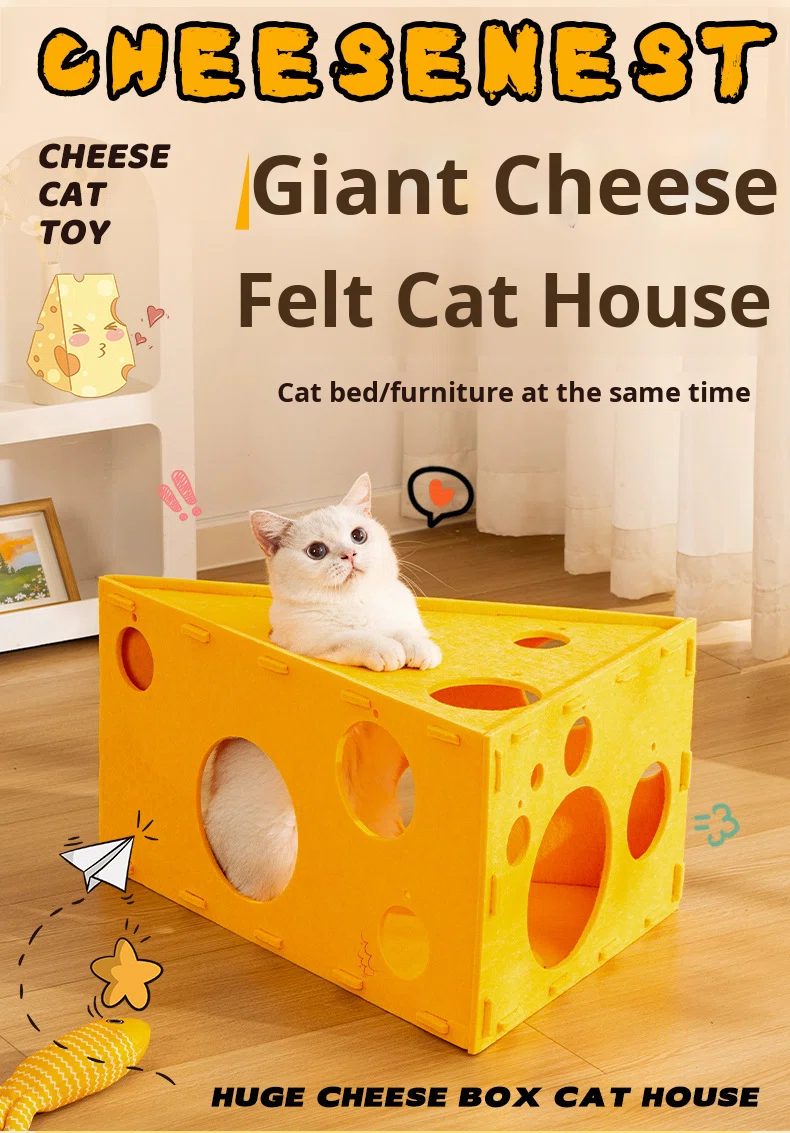 Cozy Felt Cat Bed Cave | Enclosed Foldable Tunnel for Indoor Kitten Play & Rest