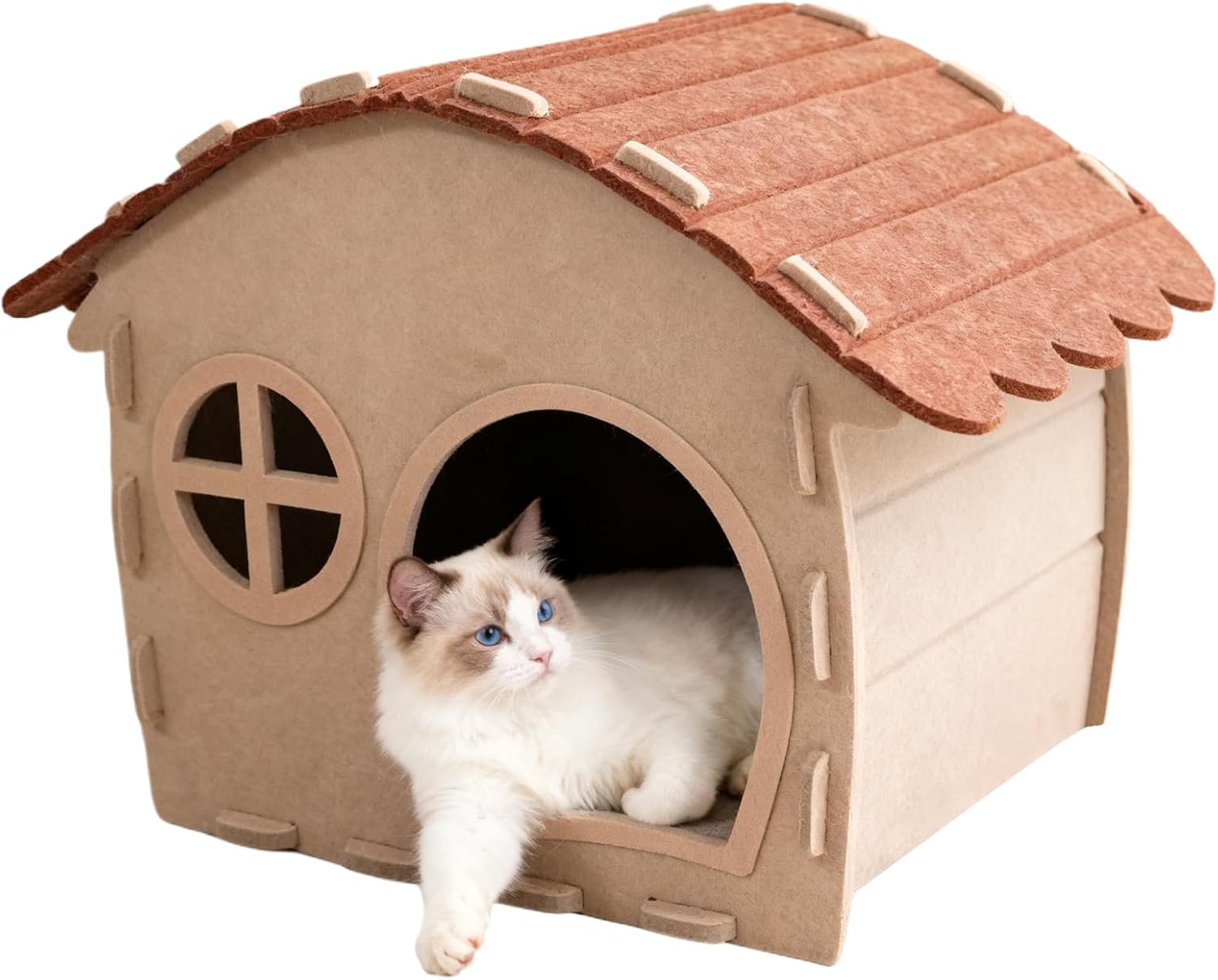 Scratch-Proof Cat Hideaway | Large Foldable Felt Cave Bed for Kittens & Multi-Cats