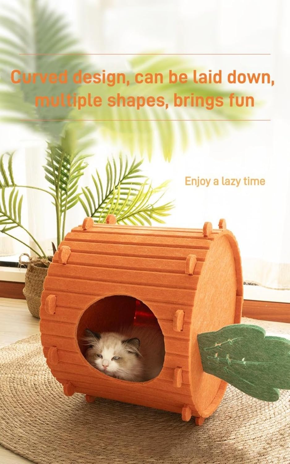 Polyester Acoustic Felt Cat Cave Bed Foldable & Scratch Resistant Hideaway