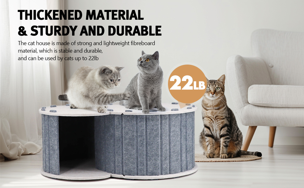 Cozy Acoustic Felt Cat Bed | Enclosed Foldable Cave & Tunnel for Large Cats & Pets