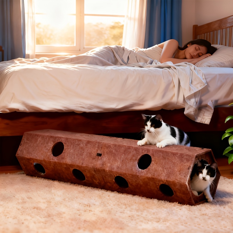 Foldable Felt Cat Bed & Cave, Cozy Scratch Resistant Tunnel