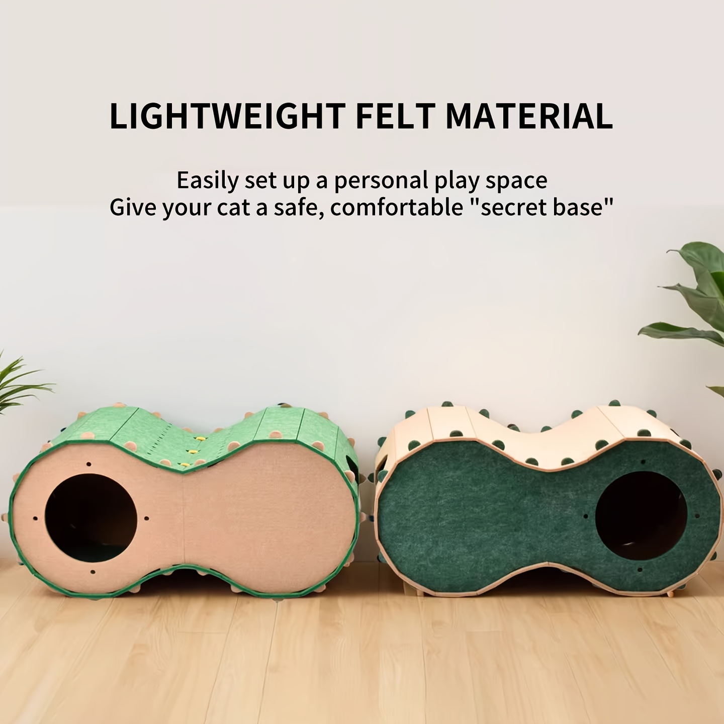 Large Cozy Cat Hideaway, Polyester Felt Kitten Play Cave