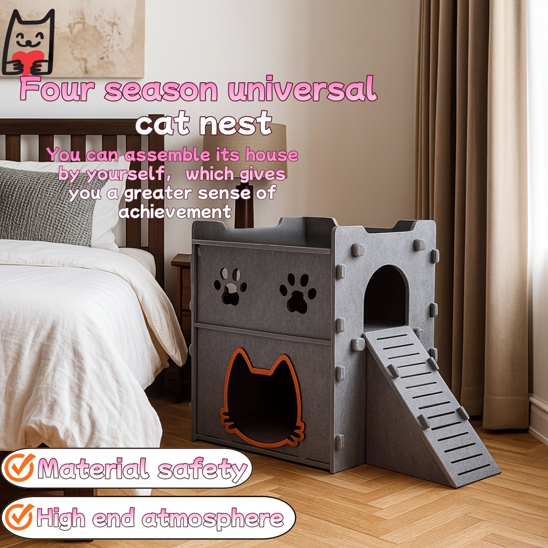 OEM Custom Felt Cat Cave, Foldable Indoor Pet Bed & Tunnel