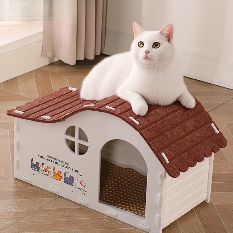 Cozy Felt Cat Bed for Kittens, Durable Hideaway Tunnel House