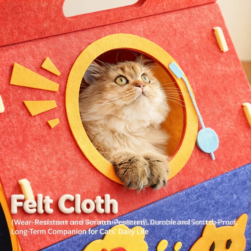 Foldable Felt Cat Bed & Cave, Scratch Resistant Tunnel