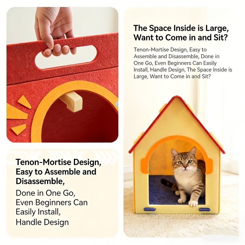 Foldable Felt Cat Bed & Cave, Scratch Resistant Tunnel