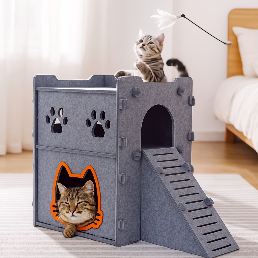 OEM Custom Felt Cat Cave, Foldable Indoor Pet Bed & Tunnel