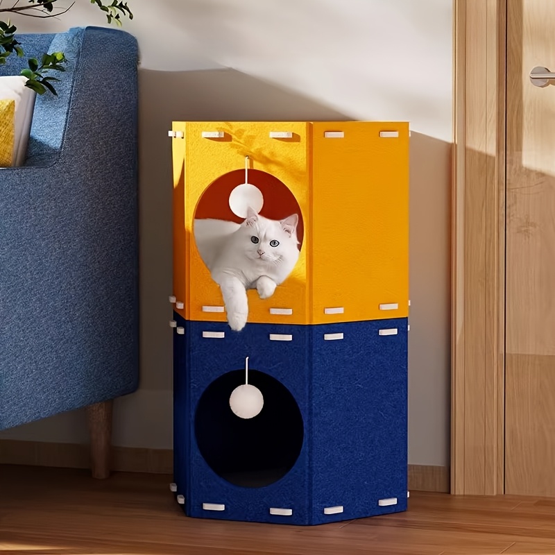 Large Polyester Felt Cat Cave, Indoor Kitten Hideaway Tunnel