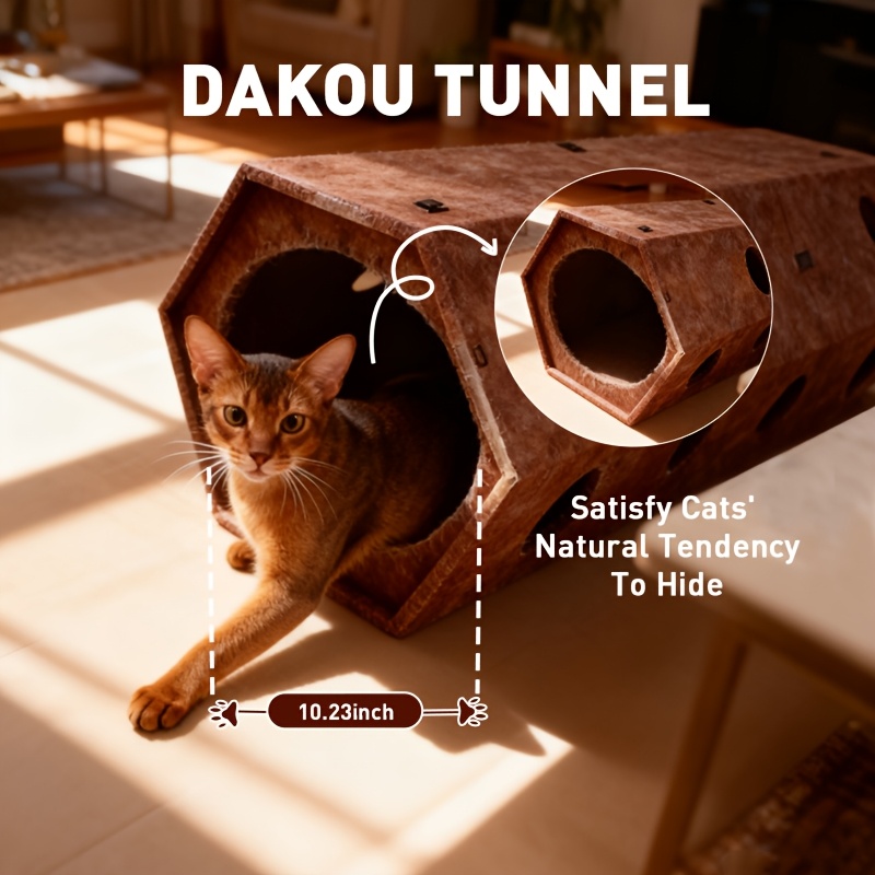Foldable Felt Cat Bed & Cave, Cozy Scratch Resistant Tunnel