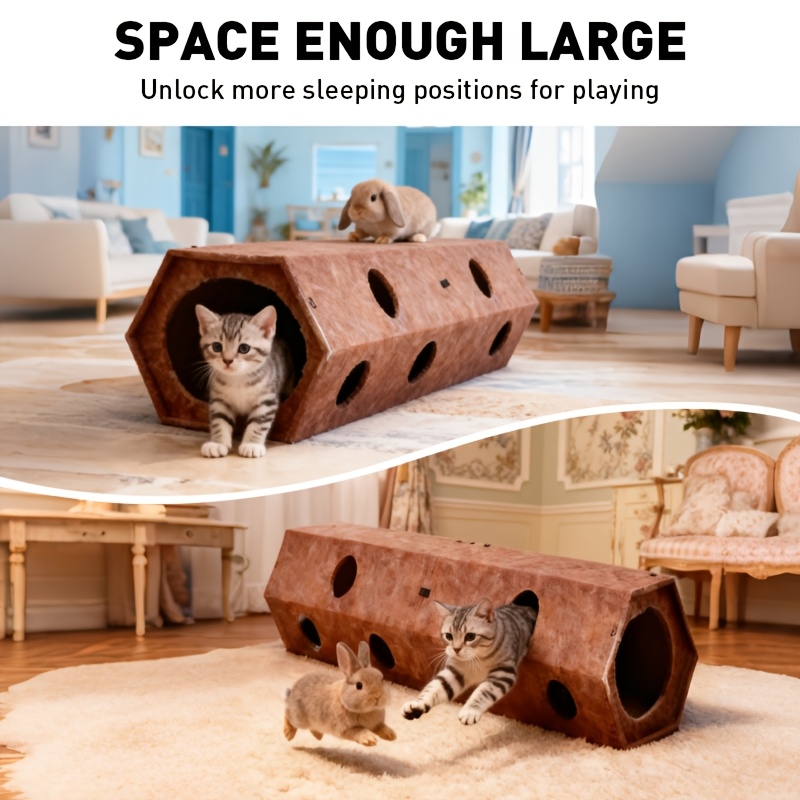 Foldable Felt Cat Bed & Cave, Cozy Scratch Resistant Tunnel