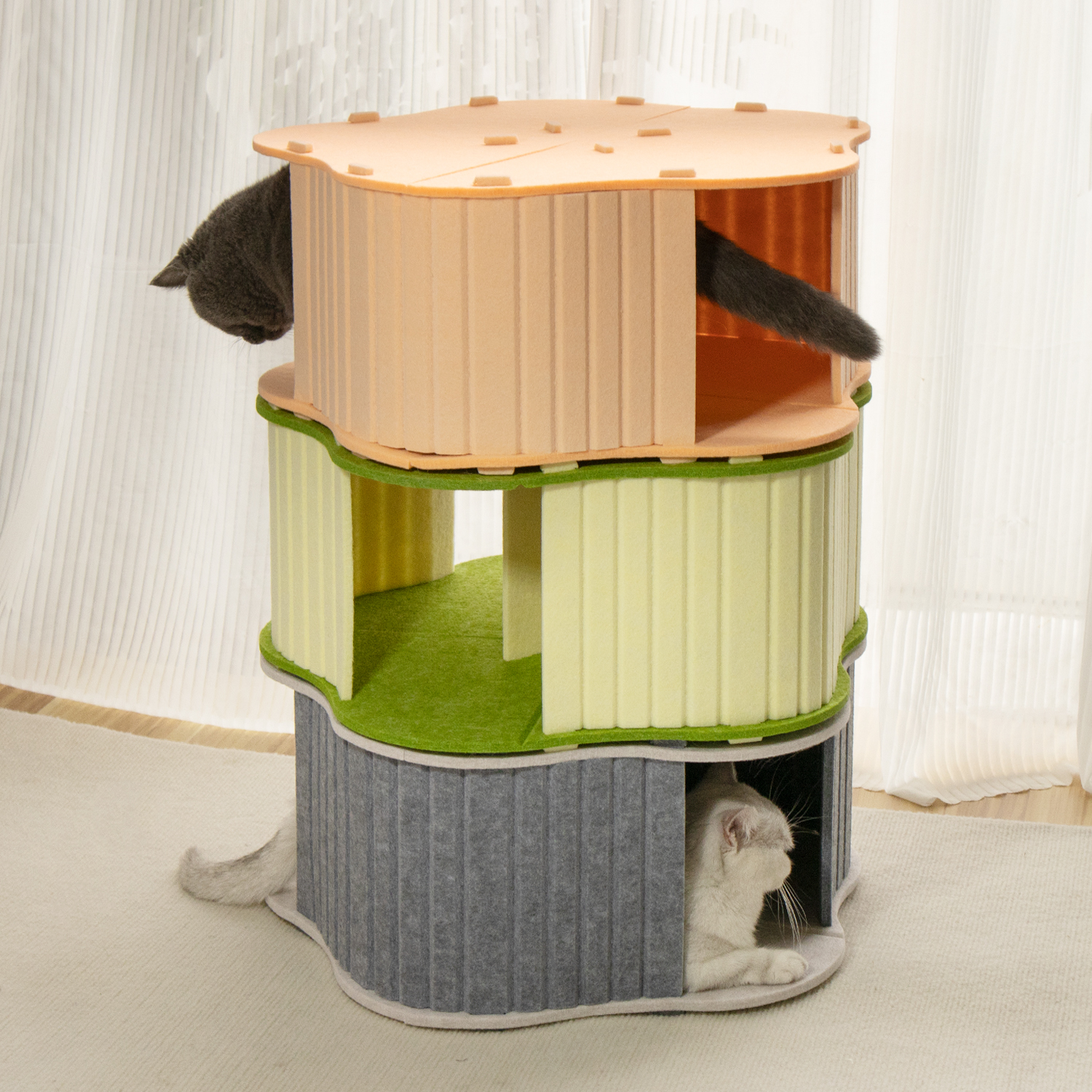 Cozy Felt Cat Bed & Cave, Foldable Scratch Resistant Tunnel