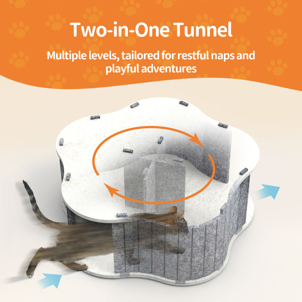 Cozy Felt Cat Bed & Cave, Foldable Scratch Resistant Tunnel