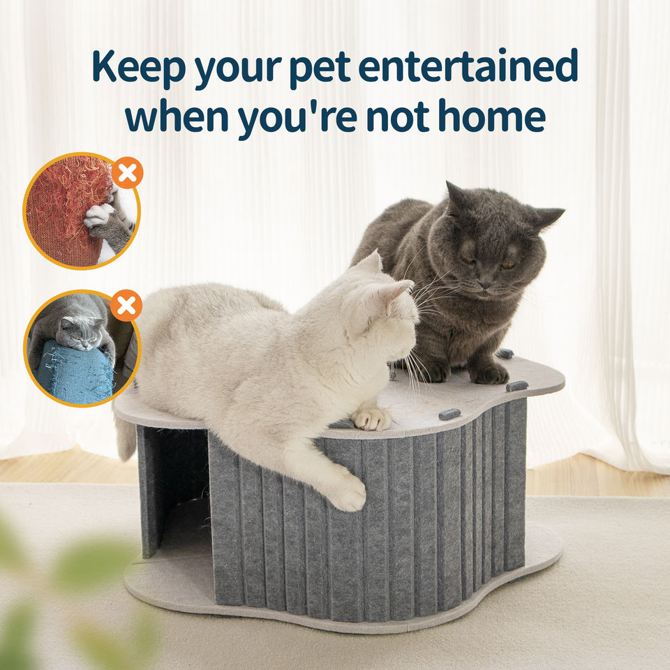 Cozy Felt Cat Bed & Cave, Foldable Scratch Resistant Tunnel