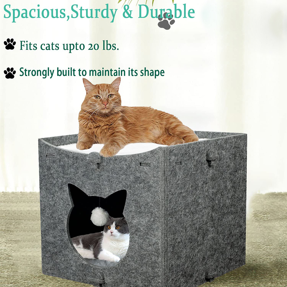 Cozy Cats on Acoustic Felt Cat Bed
