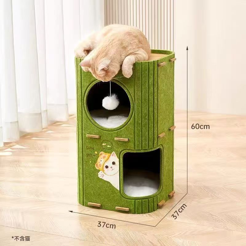 New Arrival Soft Foldable Polyester Felt Large Cat Bed & Cave for Indoor Kittens & Multiple Pets Scratch Resistant Hideaway Tunnel, Pet-Safe Material Certified Custom Design
