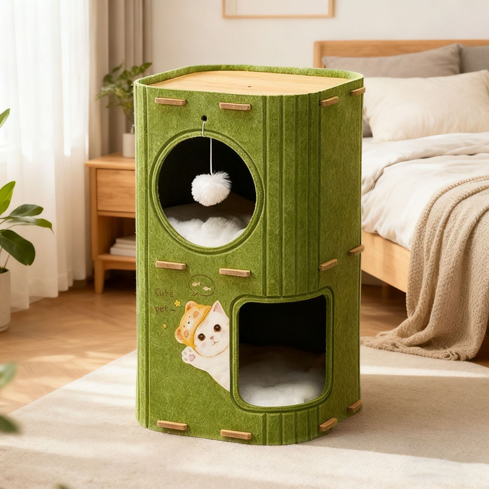 New Arrival Soft Foldable Polyester Felt Large Cat Bed & Cave for Indoor Kittens & Multiple Pets Scratch Resistant Hideaway Tunnel, Pet-Safe Material Certified Custom Design