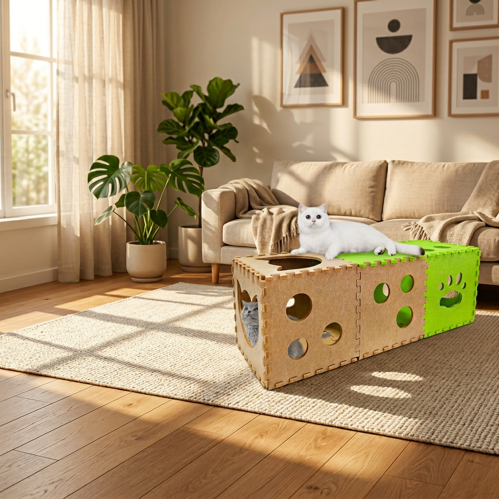 Hot Sale Large Cat Bed & Cave Foldable Cozy Felt Material Scratch Resistant Tunnel for Multiple Pets