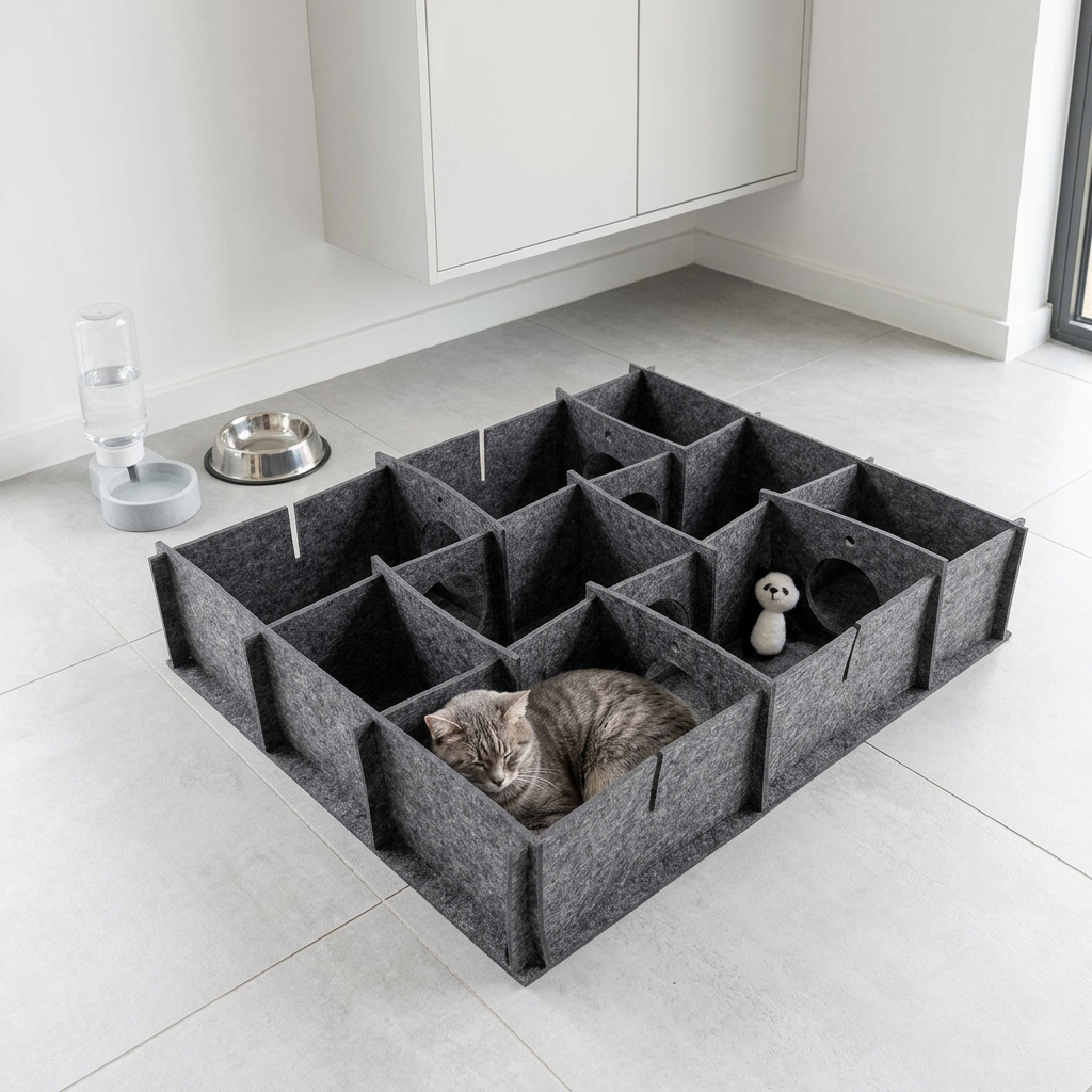 Foldable Large Cat Bed & Cave Cozy Scratch Resistant Felt Hideaway Tunnel for Indoor Pets Playing