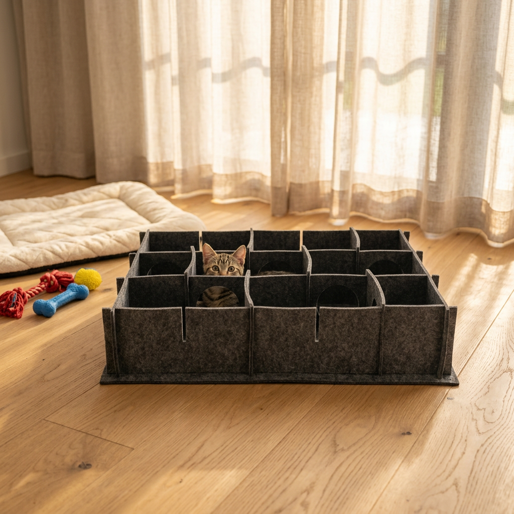 Foldable Large Cat Bed & Cave Cozy Scratch Resistant Felt Hideaway Tunnel for Indoor Pets Playing