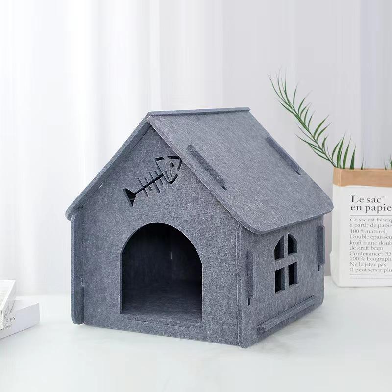 Cozy Foldable Felt Cat Bed & Cave, Scratch Resistant Tunnel