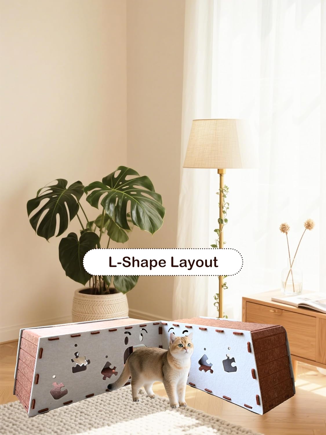 Interactive Felt Cat Playground 3-in-1 Cat Scratcher & Hideaway with Fluffy Hanging Toys