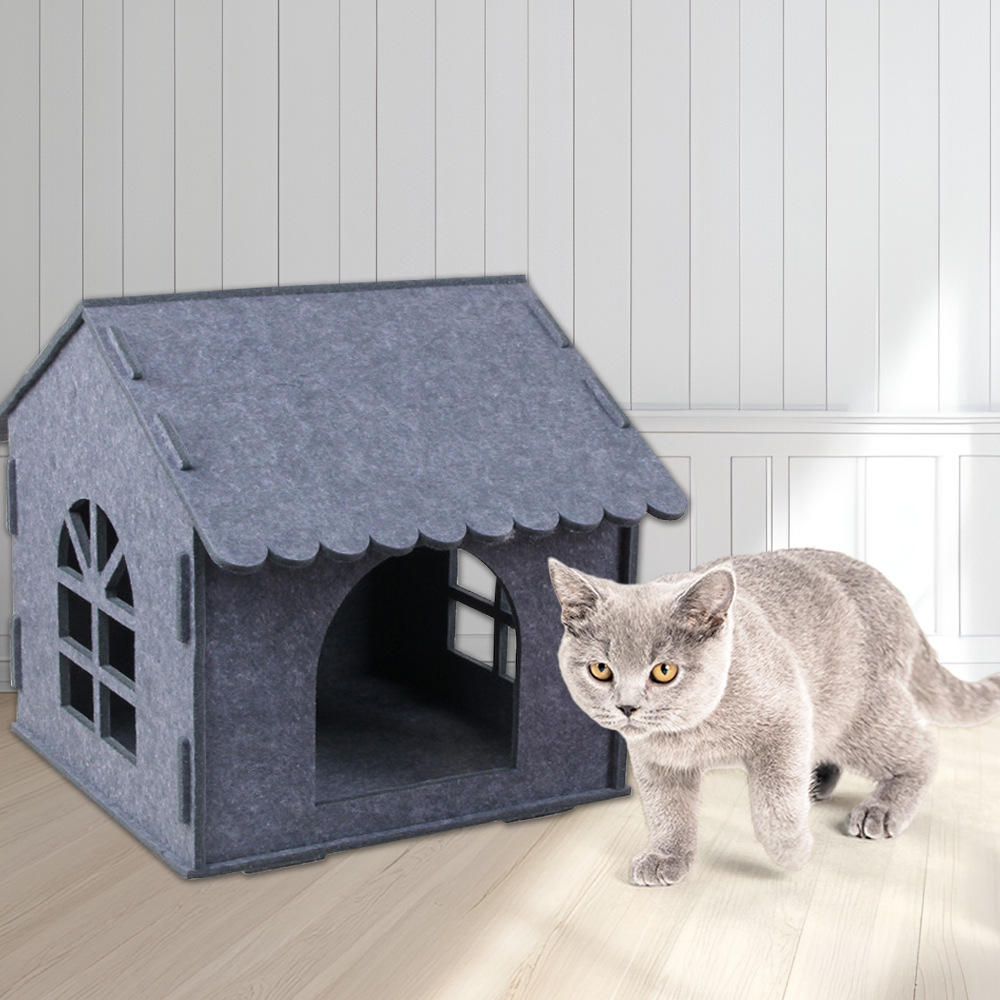 Cozy Foldable Felt Cat Bed & Cave, Scratch Resistant Tunnel