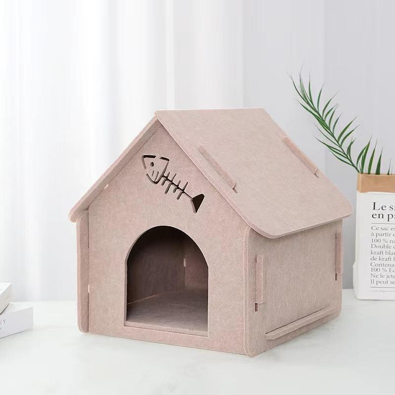 Cozy Foldable Felt Cat Bed & Cave, Scratch Resistant Tunnel